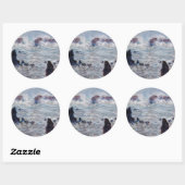 Claude Monet - Sturm vor der Küste von Belle-Ile Runder Aufkleber (Blatt)