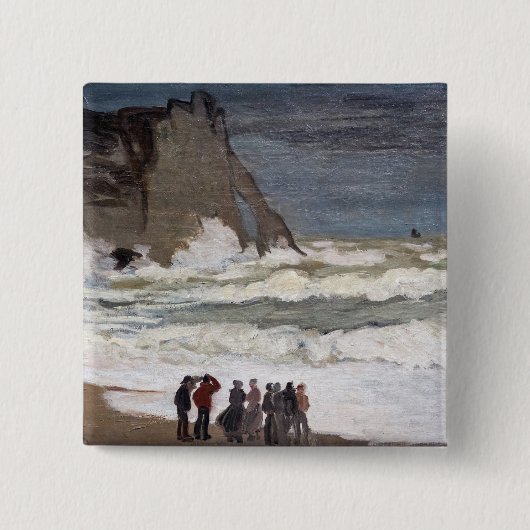 Claude Monet - Stürmische See bei Etretat Button (Vorderseite)