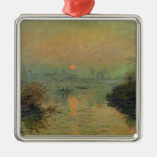 Claude Monet   Sun, der über die Seine einstellt Ornament Aus Metall