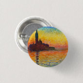 Claude Monet Sunset in Venedig Impressionist Art Button (Vorne & Hinten)