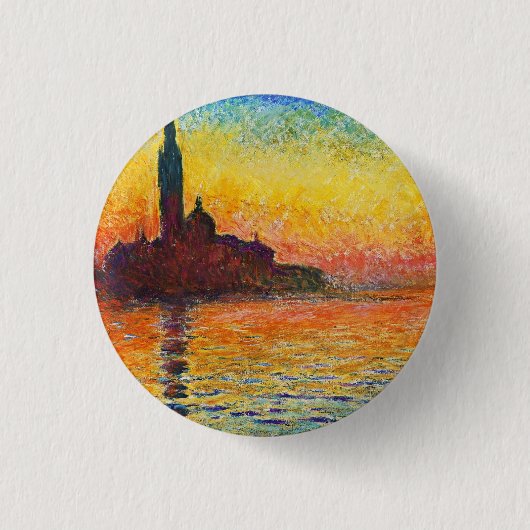 Claude Monet Sunset in Venedig Impressionist Art Button (Vorderseite)