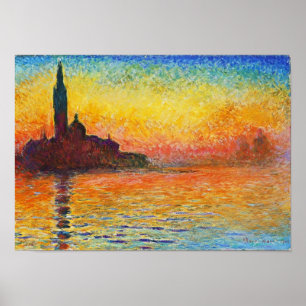 Claude Monet Sunset in Venedig Impressionist Art Poster