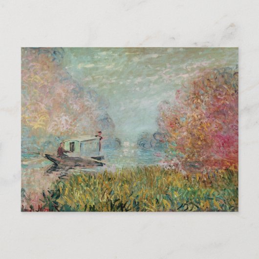 Claude Monet | The Boat Studio on the Seine, 1875 Postkarte (Vorderseite)