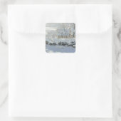 Claude Monet - The Magpie Classic Gemälde Quadratischer Aufkleber (Tasche)
