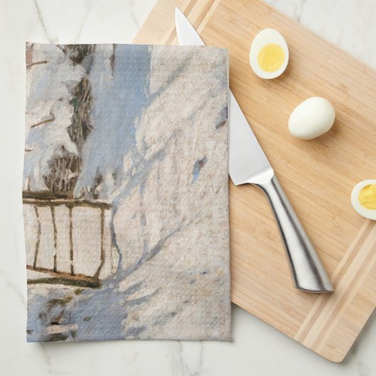 Claude Monet - The Magpie Geschirrtuch (Viertel Falte)