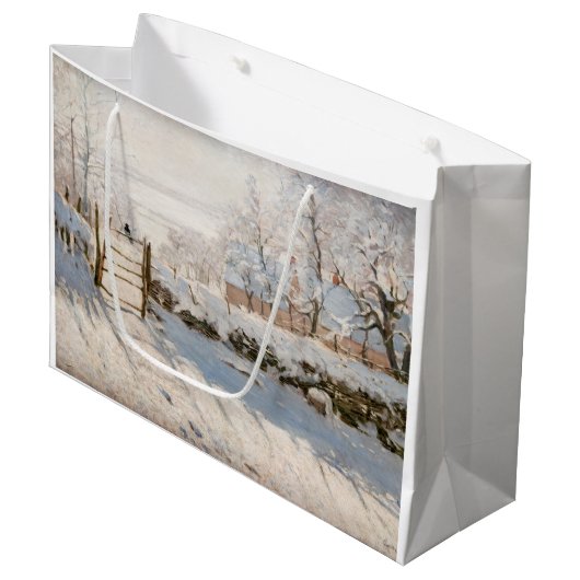 Claude Monet - The Magpie Große Geschenktüte (Vorderseite Schrägansicht)