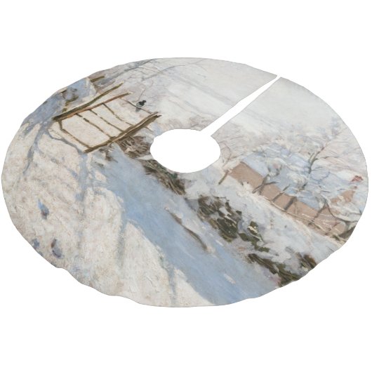 Claude Monet - The Magpie Polyester Weihnachtsbaumdecke (Schrägansicht)