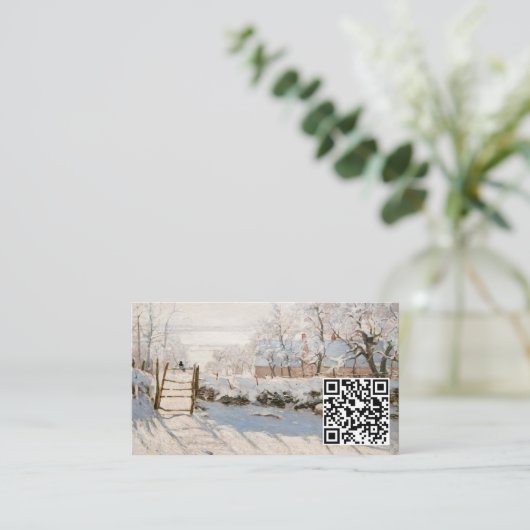 Claude Monet - The Magpie - QR-Code Visitenkarte (Stehend Vorderseite)