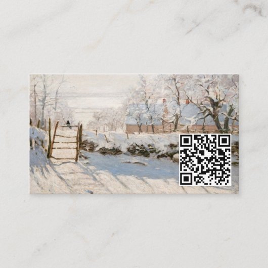 Claude Monet - The Magpie - QR-Code Visitenkarte (Vorderseite)