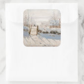 Claude Monet - The Magpie Quadratischer Aufkleber (Tasche)