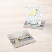 Claude Monet - The Magpie Rechteckiger Pappuntersetzer (Vor Ort)