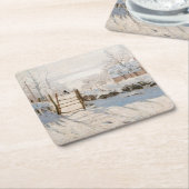 Claude Monet - The Magpie Rechteckiger Pappuntersetzer (angewinkelt)