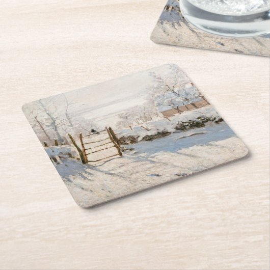 Claude Monet - The Magpie Rechteckiger Pappuntersetzer (angewinkelt)