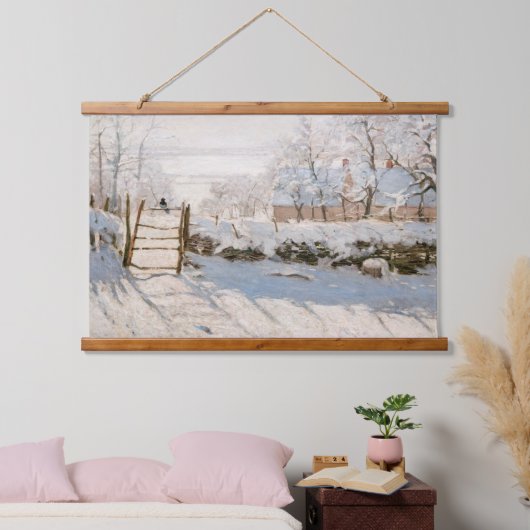 Claude Monet - The Magpie Wandteppich Mit Holzrahmen (Schlafzimmer)