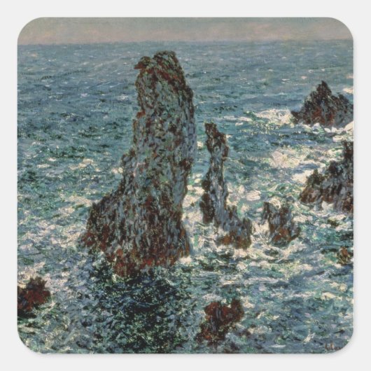 Claude Monet | The Rocks at Belle-Ile, 1886 Quadratischer Aufkleber (Vorderseite)