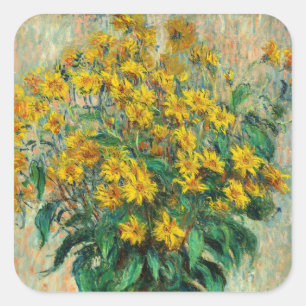 Claude Monet - Topinambur-Blumen Quadratischer Aufkleber