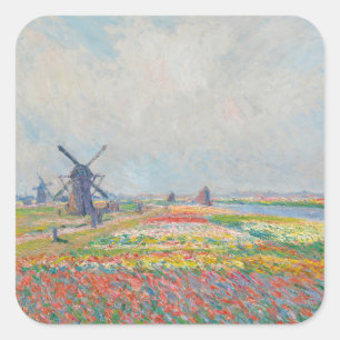 Claude Monet - Tulip Fields bei Den Haag Quadratischer Aufkleber