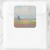 Claude Monet - Tulip Fields bei Den Haag Quadratischer Aufkleber (Tasche)