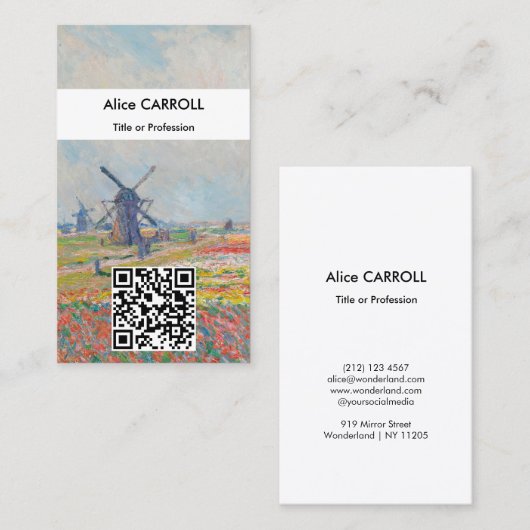 Claude Monet - Tulip Fields, Den Haag - QR-Code Visitenkarte (Vorne/Hinten)