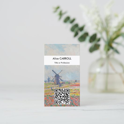 Claude Monet - Tulip Fields, Den Haag - QR-Code Visitenkarte (Stehend Vorderseite)
