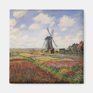 Claude Monet   Tulip Fields Rijnsburg Windmill Magnet