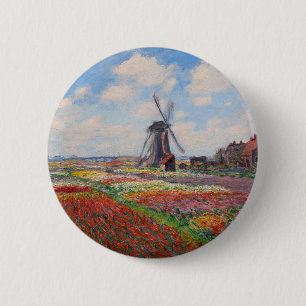 Claude Monet - Tulpenfeld in Holland Button
