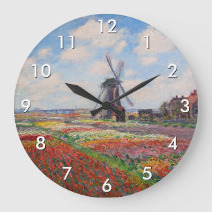 Claude Monet - Tulpenfeld in Holland Große Wanduhr
