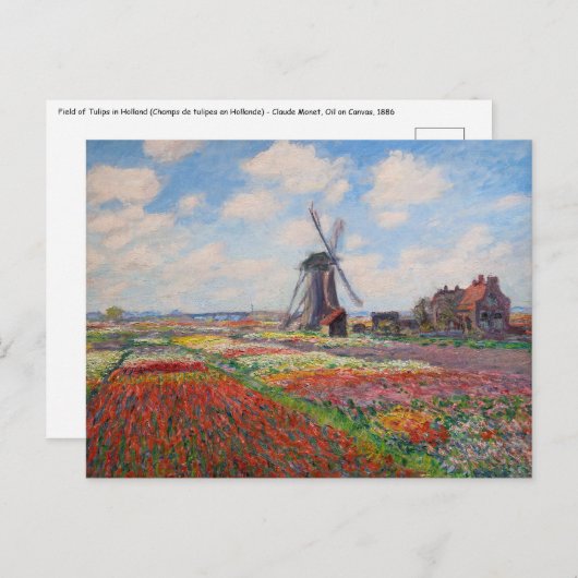 Claude Monet - Tulpenfeld in Holland Postkarte (Vorne/Hinten)