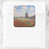 Claude Monet - Tulpenfeld in Holland Quadratischer Aufkleber (Tasche)
