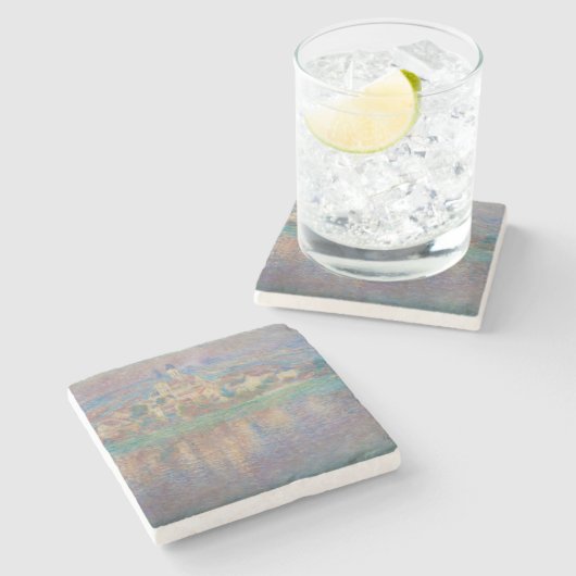 Claude Monet - Vetheuil, Sunset Steinuntersetzer (Seitenansicht)