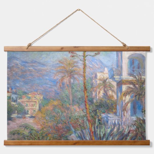 Claude Monet - Villas in Bordighera Wandteppich Mit Holzrahmen (Vorne)