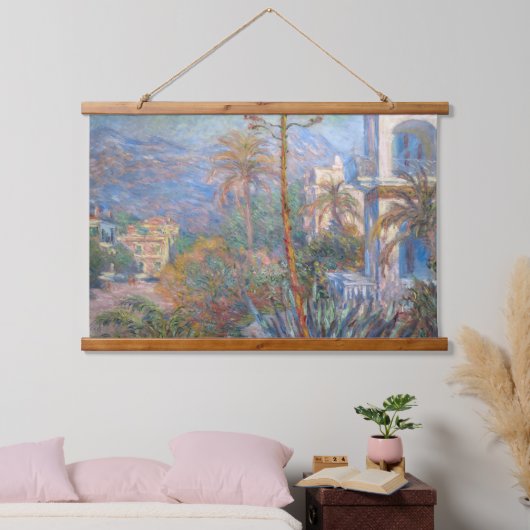 Claude Monet - Villas in Bordighera Wandteppich Mit Holzrahmen (Schlafzimmer)