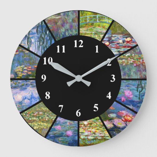 Claude Monet Wall Clock Water Lilies Gemälde Große Wanduhr (Vorderseite)