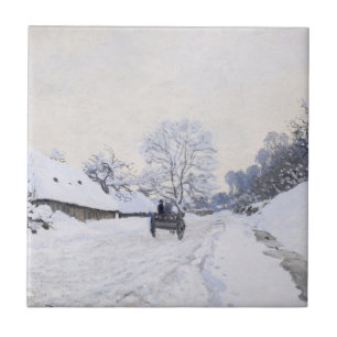 Claude Monet - Warte auf der Snowy Road bei Honfle Fliese