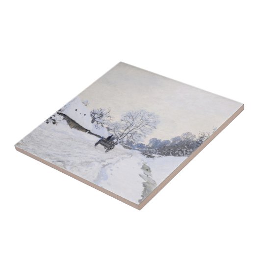 Claude Monet - Warte auf der Snowy Road bei Honfle Fliese (Seite)