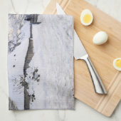 Claude Monet - Warte auf der Snowy Road bei Honfle Geschirrtuch (Viertel Falte)