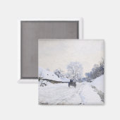 Claude Monet - Warte auf der Snowy Road bei Honfle Magnet (Vorderseite/Rückseite)