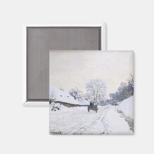 Claude Monet - Warte auf der Snowy Road bei Honfle Magnet (Vorderseite/Rückseite)