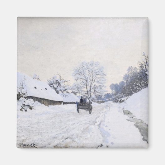 Claude Monet - Warte auf der Snowy Road bei Honfle Magnet (Vorne)