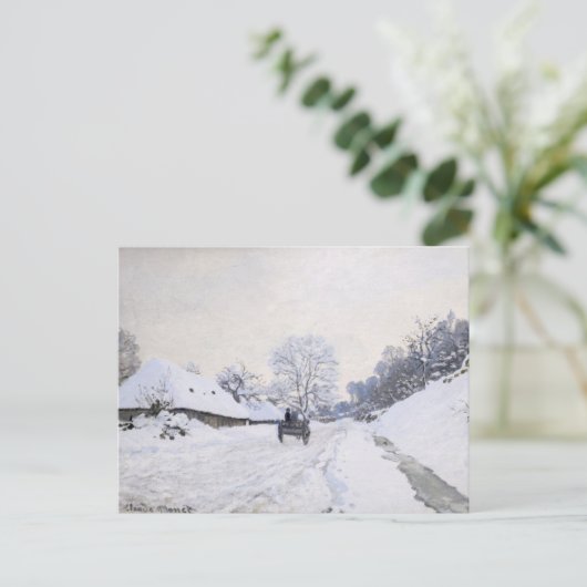 Claude Monet - Warte auf der Snowy Road bei Honfle Postkarte (Stehend Vorderseite)
