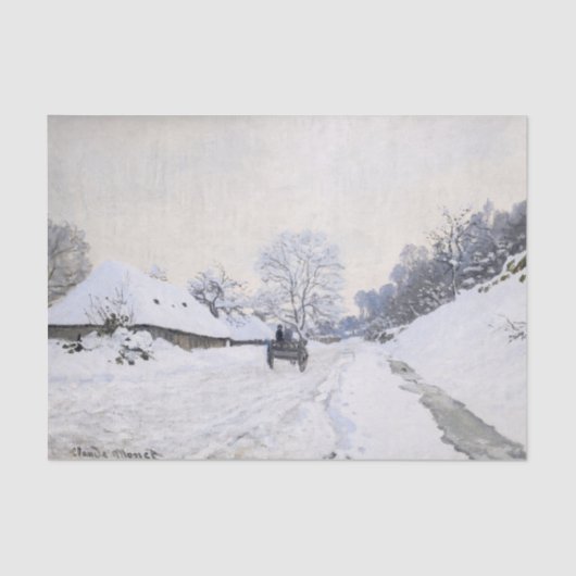 Claude Monet - Warte auf der Snowy Road bei Honfle Seidenpapier (Vorderseite)