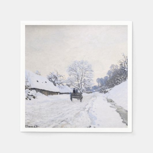 Claude Monet - Warte auf der Snowy Road bei Honfle Serviette (Vorderseite)