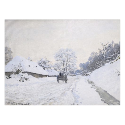 Claude Monet - Warte auf der Snowy Road bei Honfle Tischdecke (Vorderseite (Horizontal))