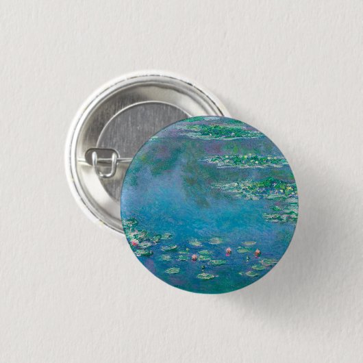 Claude Monet. Wasser Lilien. Französischer Impress Button (Vorne & Hinten)