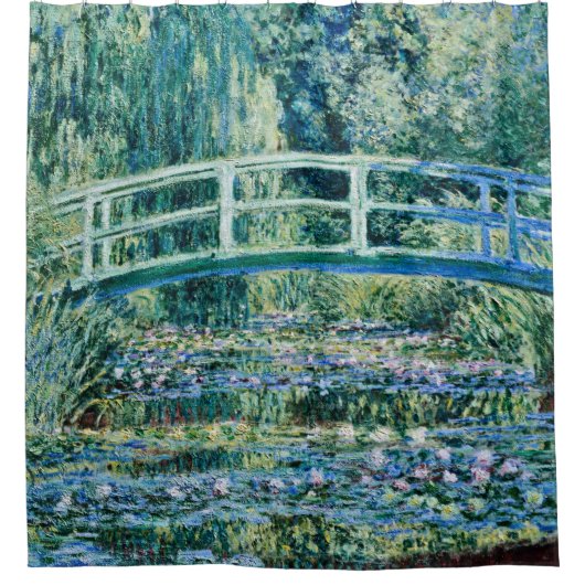 Claude Monet - Wasserläufer und Japanische Brücke Duschvorhang (Vorderseite)
