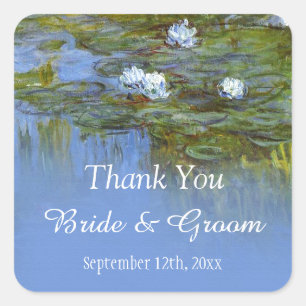 Claude Monet Wasserlilie Gastgeschenk Hochzeit als Quadratischer Aufkleber