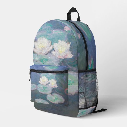 Claude Monet - Wasserlilien, Abend-Effekt Bedruckter Rucksack (Rückseitige Ecke Rechts)