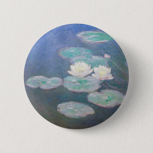 Claude Monet - Wasserlilien, Abend-Effekt Button (Vorderseite)