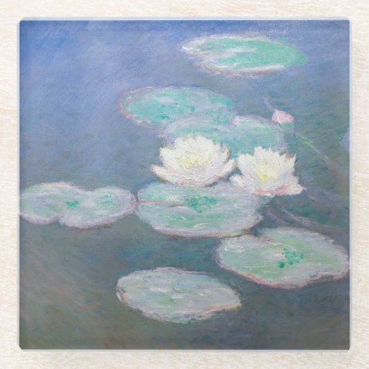 Claude Monet - Wasserlilien, Abend-Effekt Glasuntersetzer (Vorderseite)