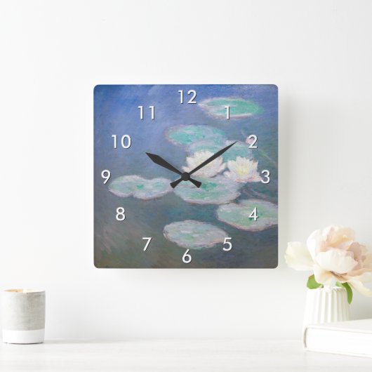 Claude Monet - Wasserlilien, Abend-Effekt Quadratische Wanduhr (Zuhause)